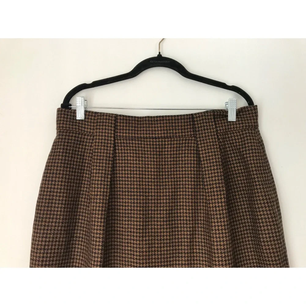 Jones New York Vintage Wool Houndstooth Pleated Pencil Skirt w/Pockets Size 16